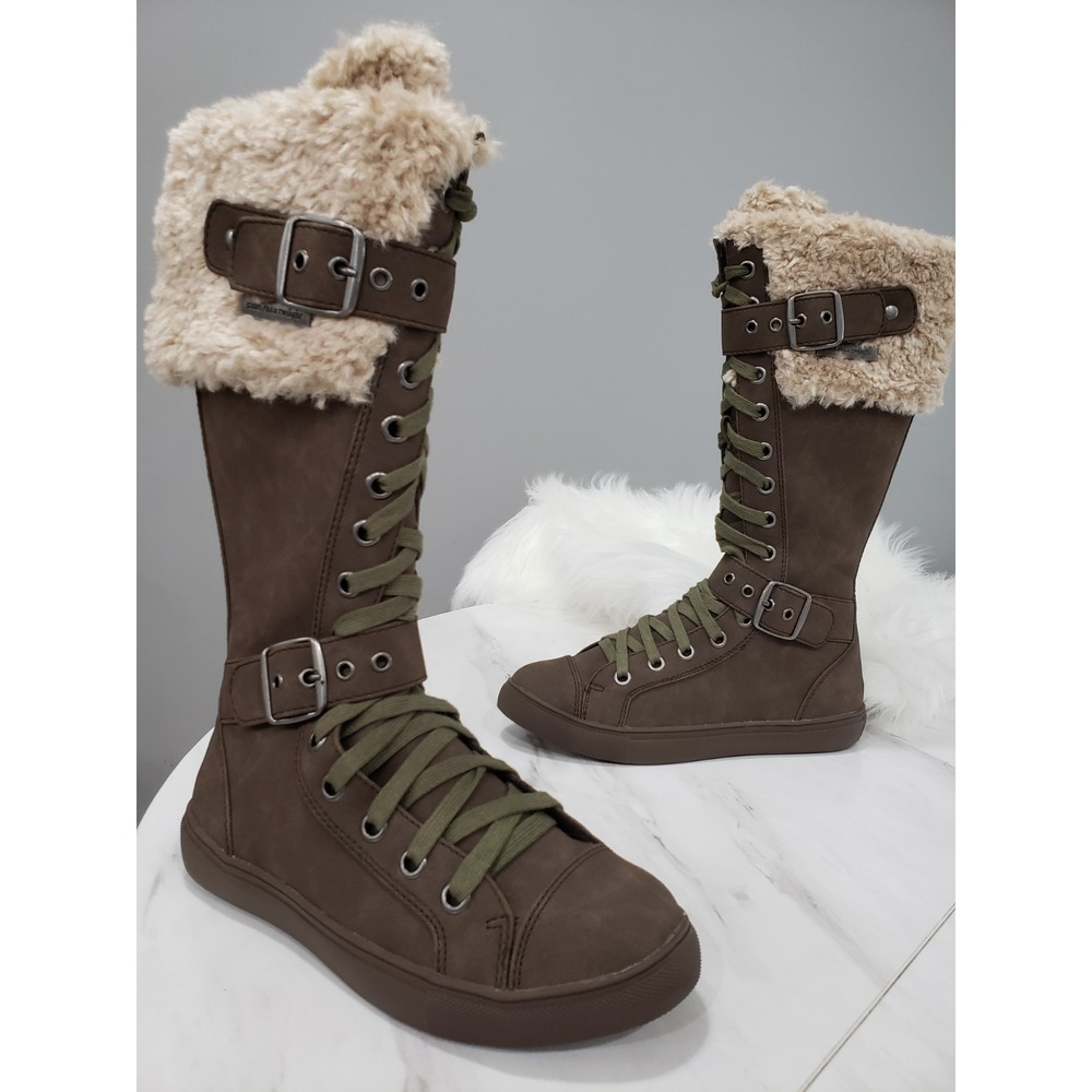 NEW SZ 7 TWILIGHT DOLLS KILL BELLA SWAN FAUX FUR LACE UP COMBAT BOOTS WHIMIGOTH